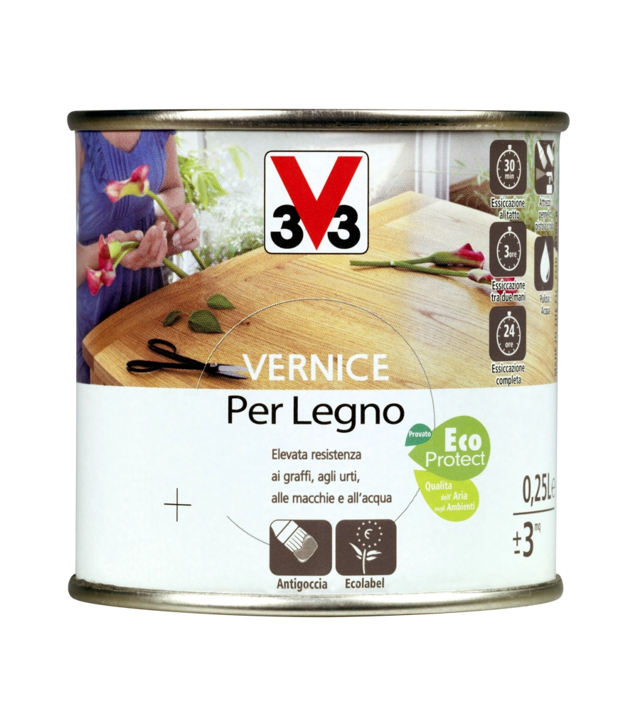 Vernice per legno - incolore - incolore brillante - 0,25 litri